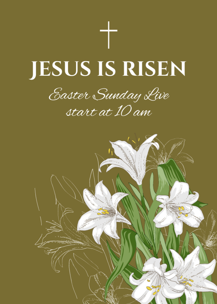 Easter Holiday Celebration with White Flowers Flayer Design Template