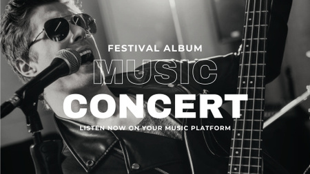 Music Concert Ad with Singer Man FB event cover Design Template