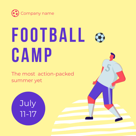 Platilla de diseño summer Football Camp Animated Post
