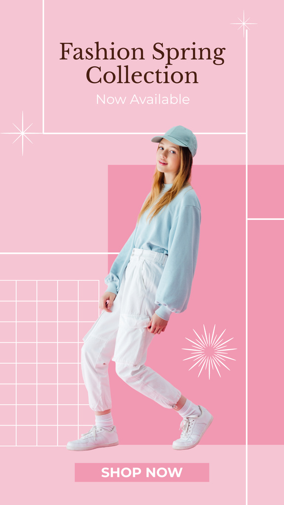 Fashion Spring Collection Announcement In Pink Instagram Story tervezősablon