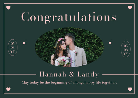 Wedding Invitation with Happy Newlyweds Postcard 5x7in Design Template