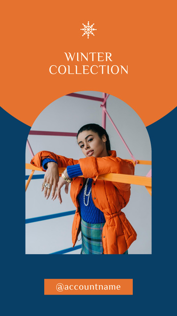 Winter Clothes Ad with Stylish Woman Instagram Story Modelo de Design