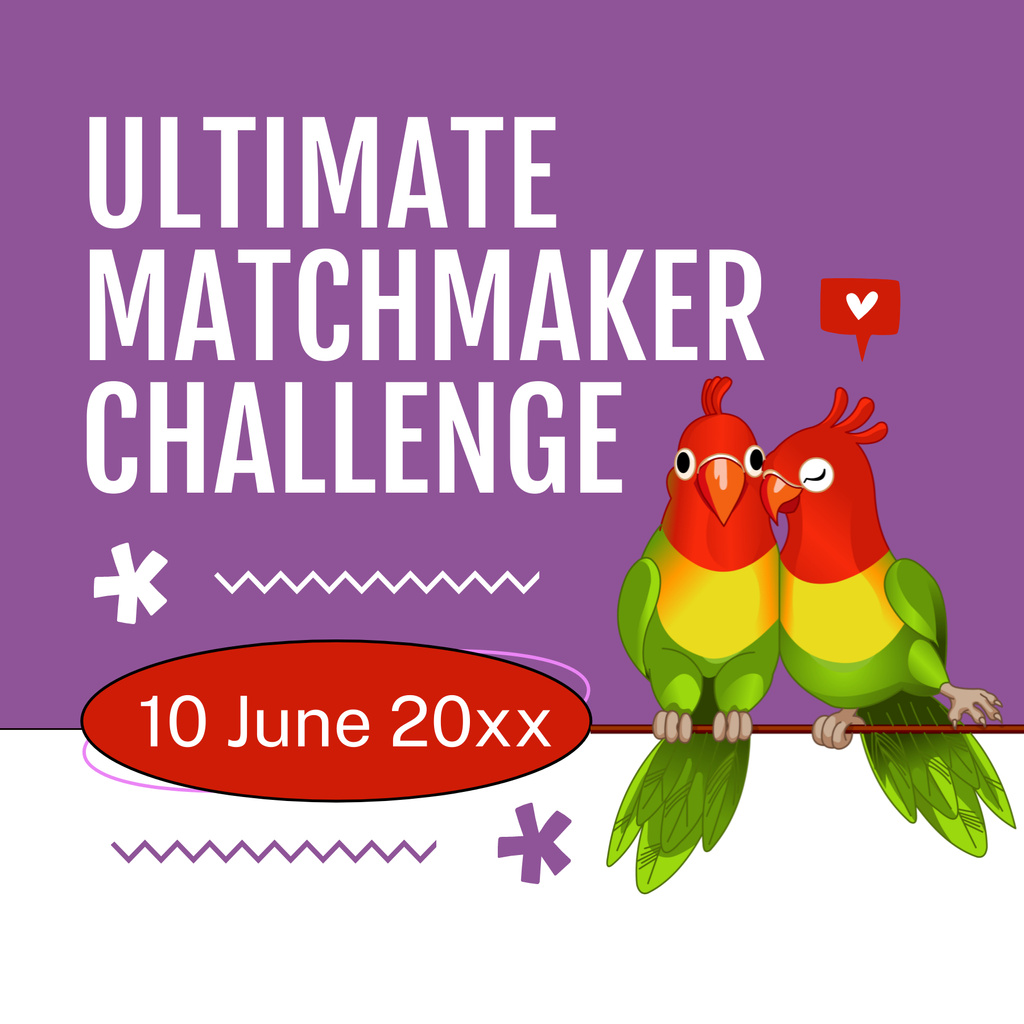 Plantilla de diseño de Announcement of Matchmaking Challenge with Cute Geese Podcast Cover 