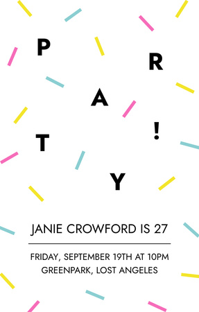 Объявление о вечеринке с цветными полосами Invitation 4.6x7.2in – шаблон для дизайна