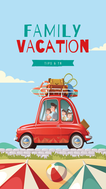 Happy family travelling by car Instagram Story Design Template