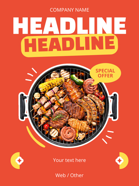 Special Offer on Delicious Grilled Dishes Poster US Design Template