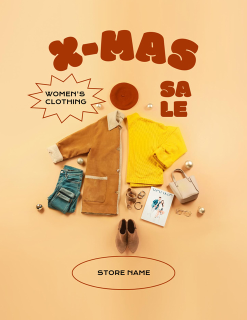 Christmas Sale of Clothes Flyer 8.5x11in Design Template