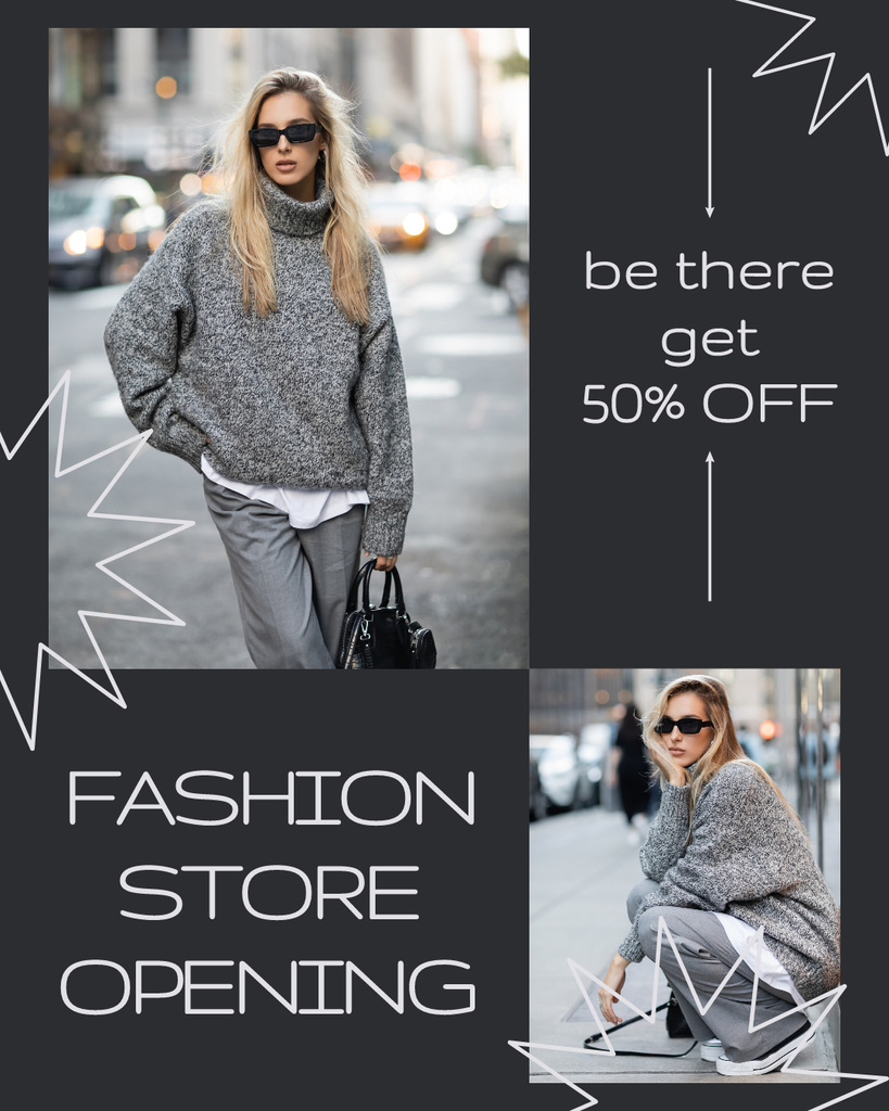 Ontwerpsjabloon van Instagram Post Vertical van Fashion Store Opening Announcement