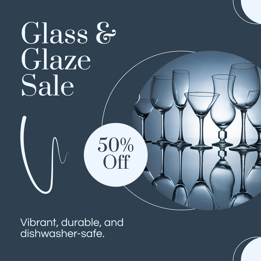 Designvorlage Durable Glass Drinkware At Half Price für Instagram AD
