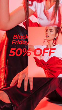 Black Friday discount offer with Stylish Girl Instagram Story Modelo de Design