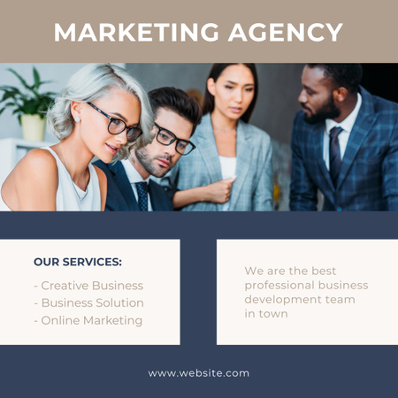 Marketing Agency Offer with Diverse Team LinkedIn post Design Template