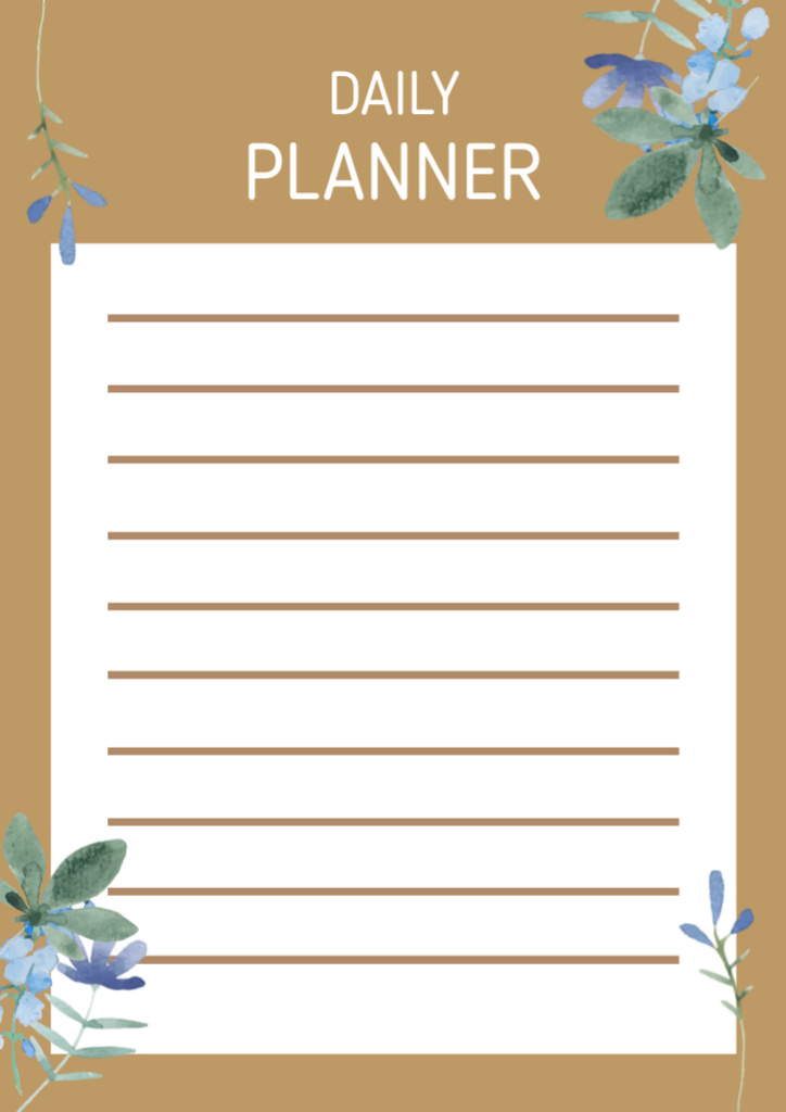 Daily Checklist with Green Leaves on Brown Schedule Planner Design Template