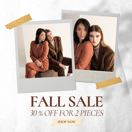 Fall Sale Ad of Clothing with Elegant Young Women Instagram Design Template