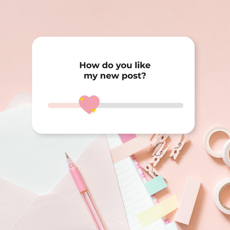 Designvorlage Cute Pink Stationery on Table für Instagram
