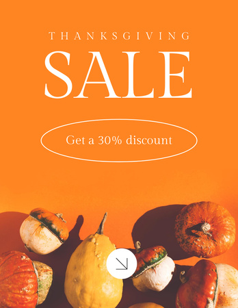 Colorful Pumpkins With Discount For Thanksgiving Celebration Flyer 8.5x11in tervezősablon