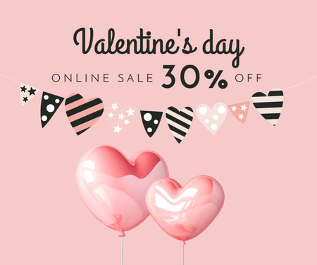 Valentine's Day Special Offer with Heart Shaped Balloons Facebook Design Template
