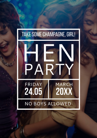 Hen Party invitation with Girls Dancing Flyer A5 Tasarım Şablonu