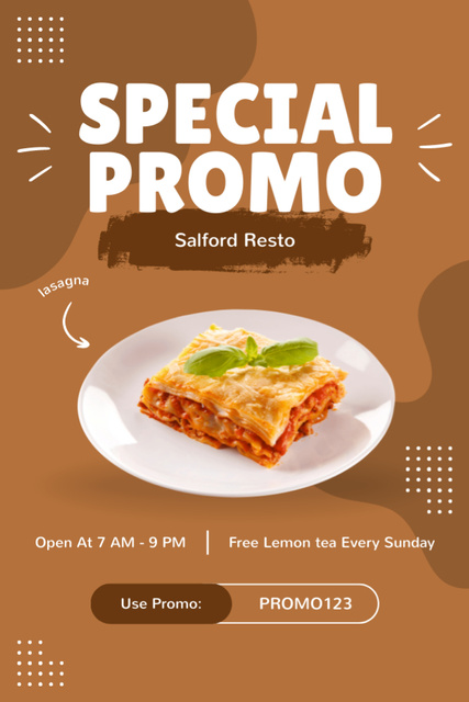 Special Promo from Restaurant with Tasty Dish Tumblr Modelo de Design