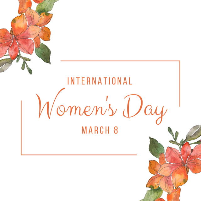 International Women's Day with Flowers Instagram Design Template
