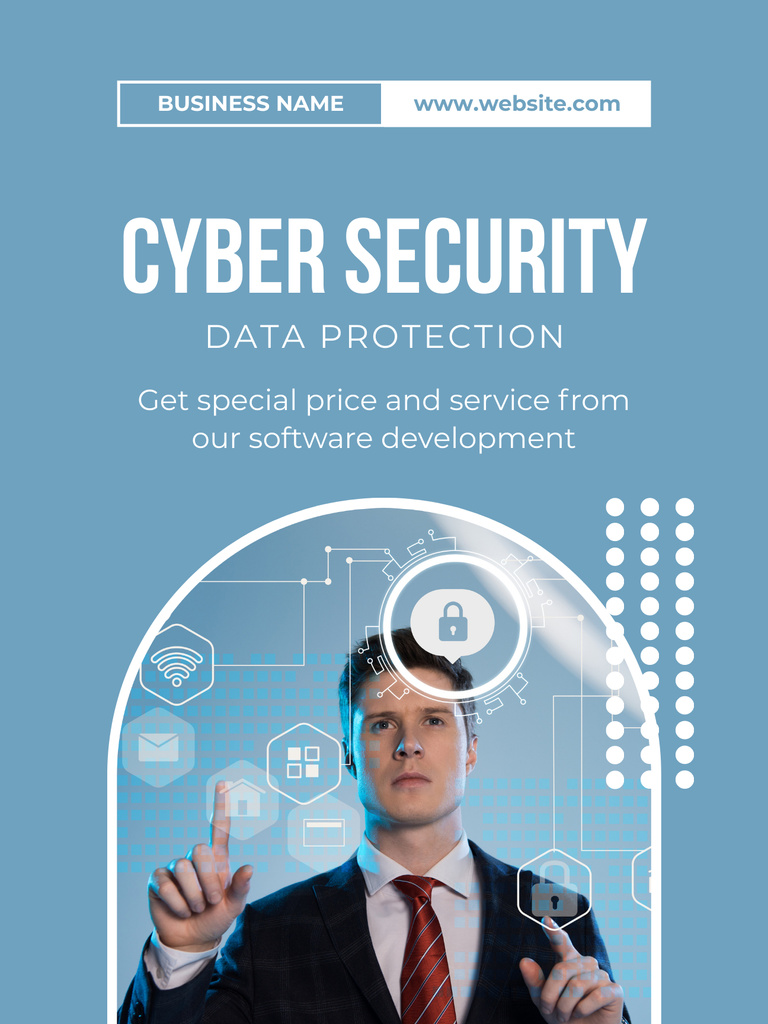 Offer of Data Protection Services Poster USデザインテンプレート