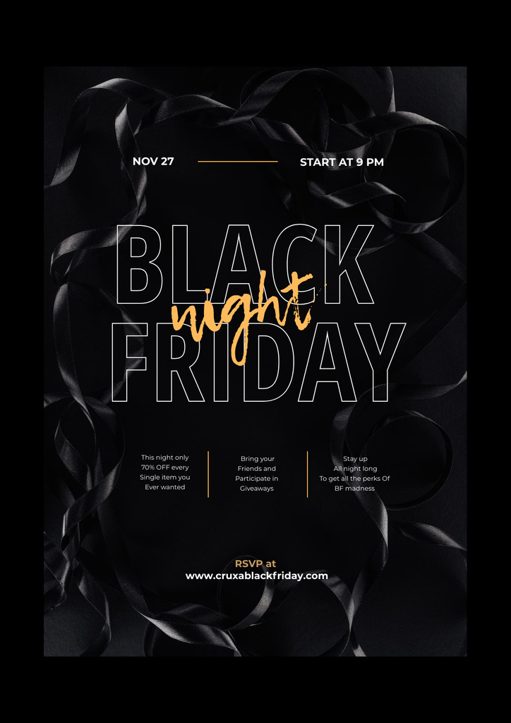 Black Friday night sale Poster Design Template