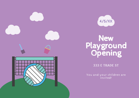 Ontwerpsjabloon van Flyer A5 Horizontal van Kids Playground Opening Announcement on Purple