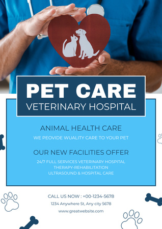 Послуги ветеринарної лікарні Poster – шаблон для дизайну