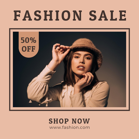 Platilla de diseño Fashion Sale for Women with Woman in Hat Instagram