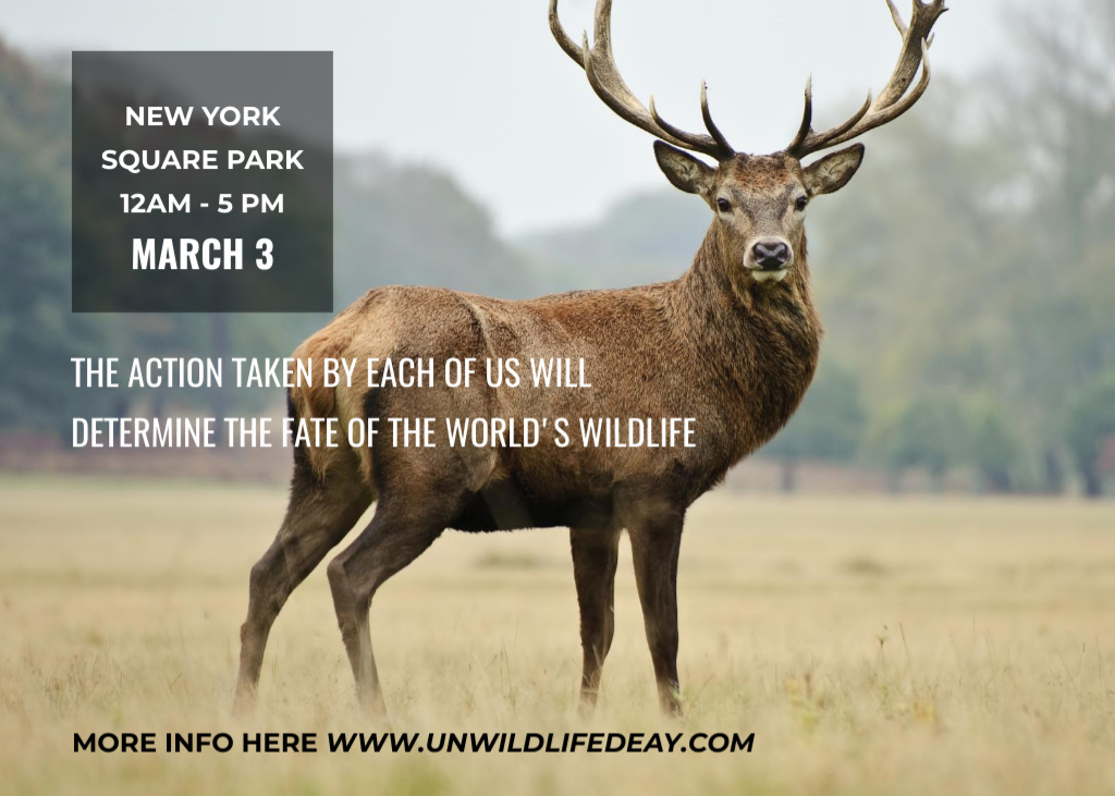 Eco Event Announcement With Wild Deer Postcard 5x7in Tasarım Şablonu