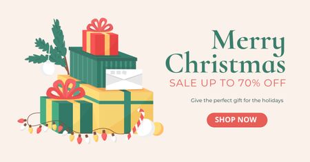 Christmas Accessories Offer Retro Illustrated Facebook AD Design Template