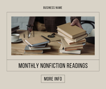 Monthly Nonfiction Readings Announcement Facebook Design Template