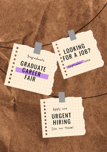 Career Fair Announcement with Attached Stickers Flyer A4 Design Template