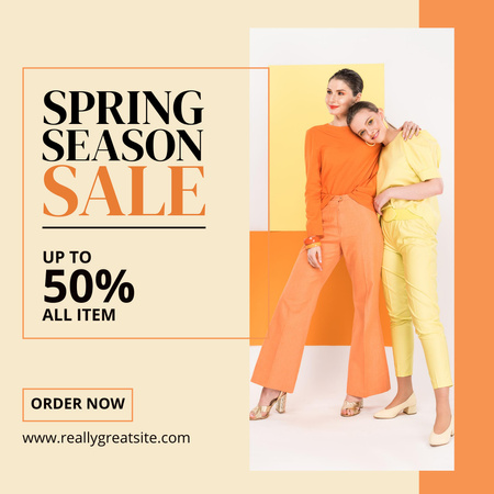 Announcement of the Women's Spring Collection Sale Offer Instagram AD Design Template