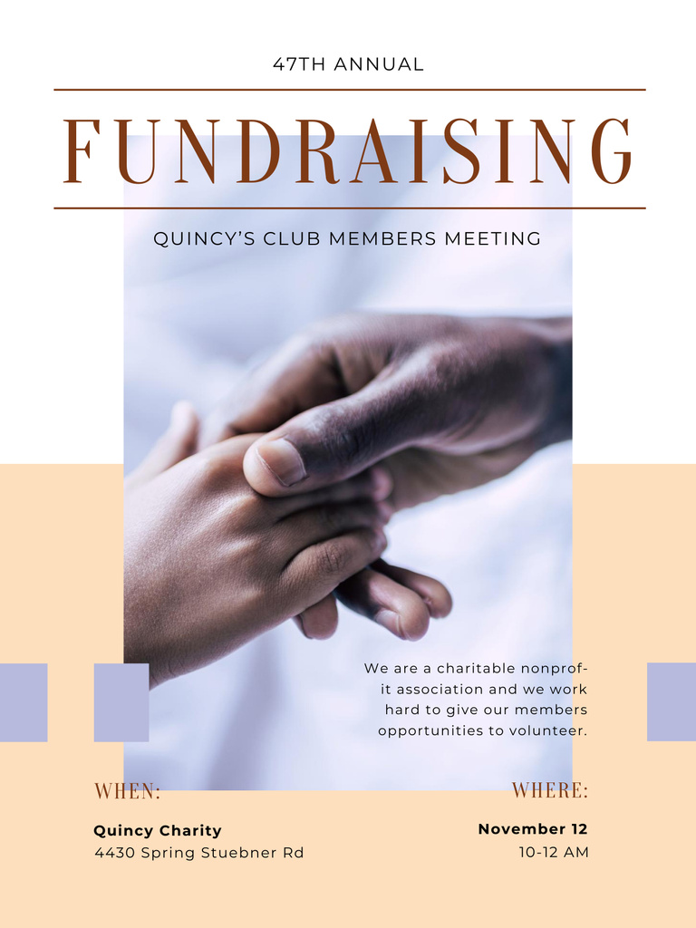 Fundraising Meeting with Supporting Hand Poster US Design Template