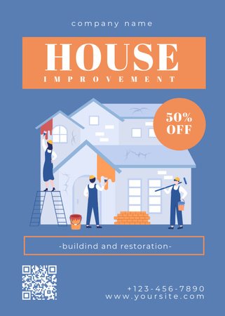 Building and Restoration Service Discount Blue Flayer Design Template