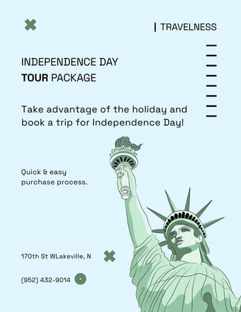 Independence Day Tours with Liberty Statue Poster 8.5x11in Design Template