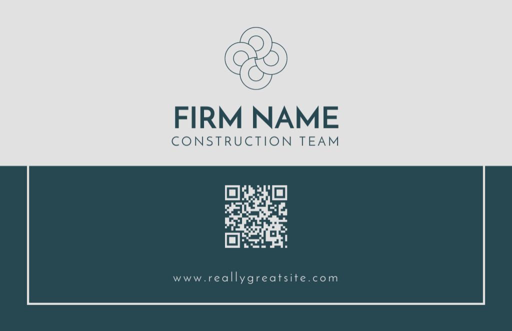 Construction Team White and Blue Business Card 85x55mm Design Template