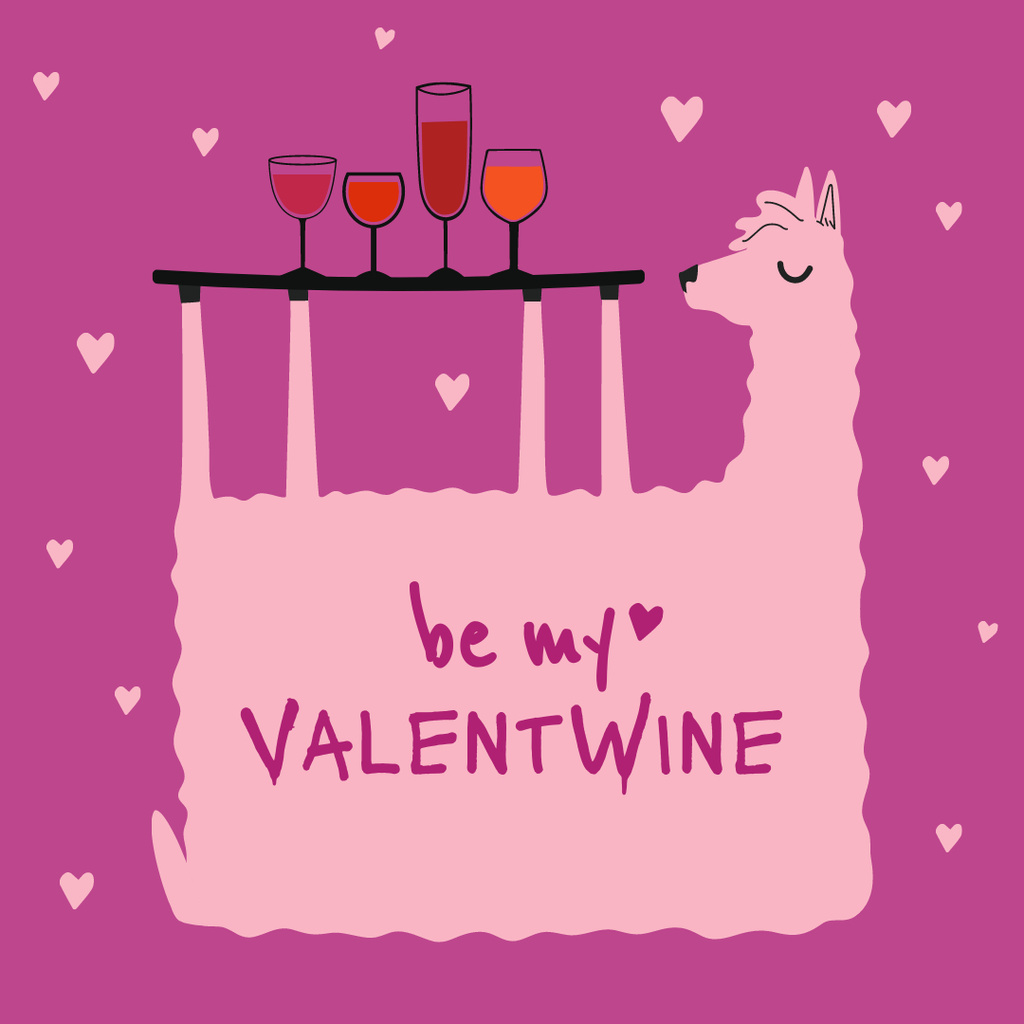 Valentine's Day Greeting with Cute Alpaca Instagram tervezősablon