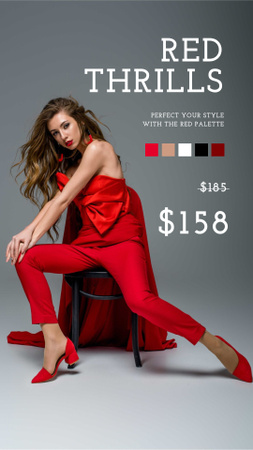 Designvorlage Frau im atemberaubenden roten Outfit für Instagram Story