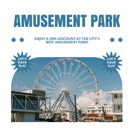 Exhilarating Attractions In Amusement Park With Discount On Admission Instagram Design Template