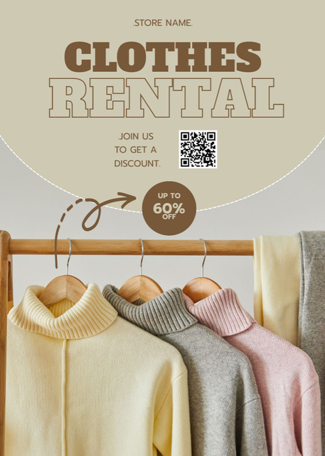 Designvorlage Rental clothes shop beige für Flayer