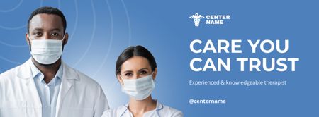 Doctors in Medical Masks at Clinic Facebook cover Design Template