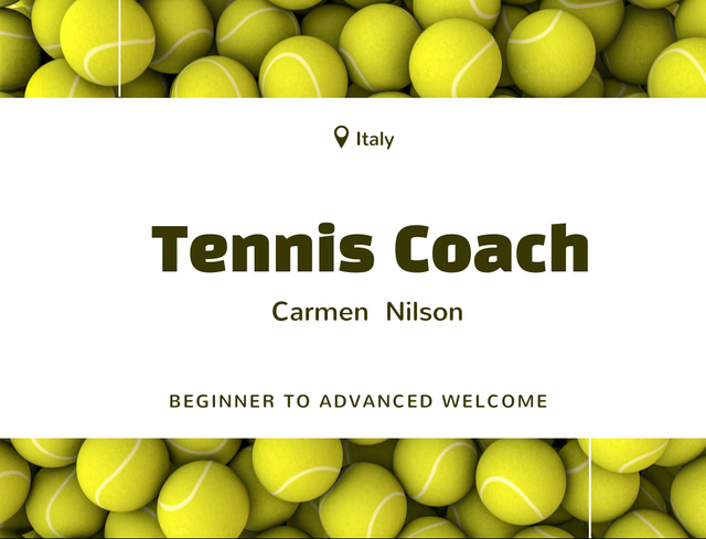 Plantilla de diseño de Tennis Classes Ad with Yellow Tennis Balls Postcard 4.2x5.5in 