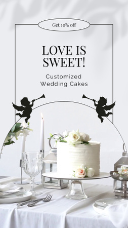 Wedding Cake And Served Table With Discount Instagram Video Story tervezősablon