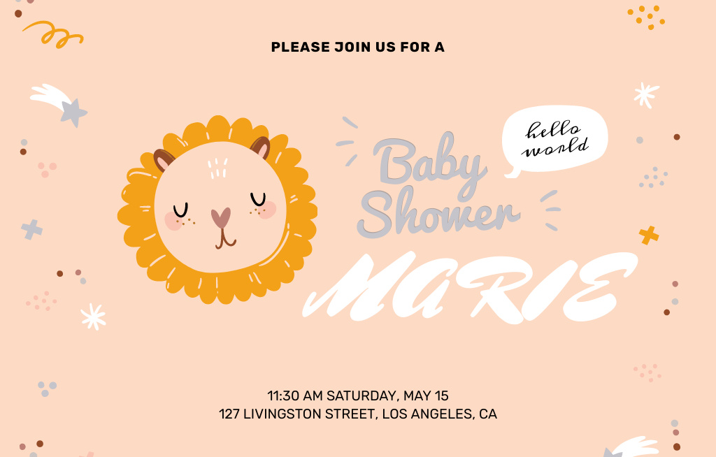 Designvorlage Festive Baby Shower Party With Cute Animal für Invitation 4.6x7.2in Horizontal