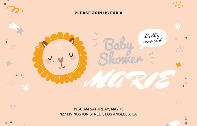 Ontwerpsjabloon van Invitation 4.6x7.2in Horizontal van Festive Baby Shower Party With Cute Animal