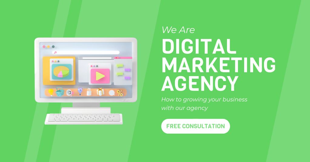 Modèle de visuel Online Marketing Firm With Free Consultation Offer - Facebook AD