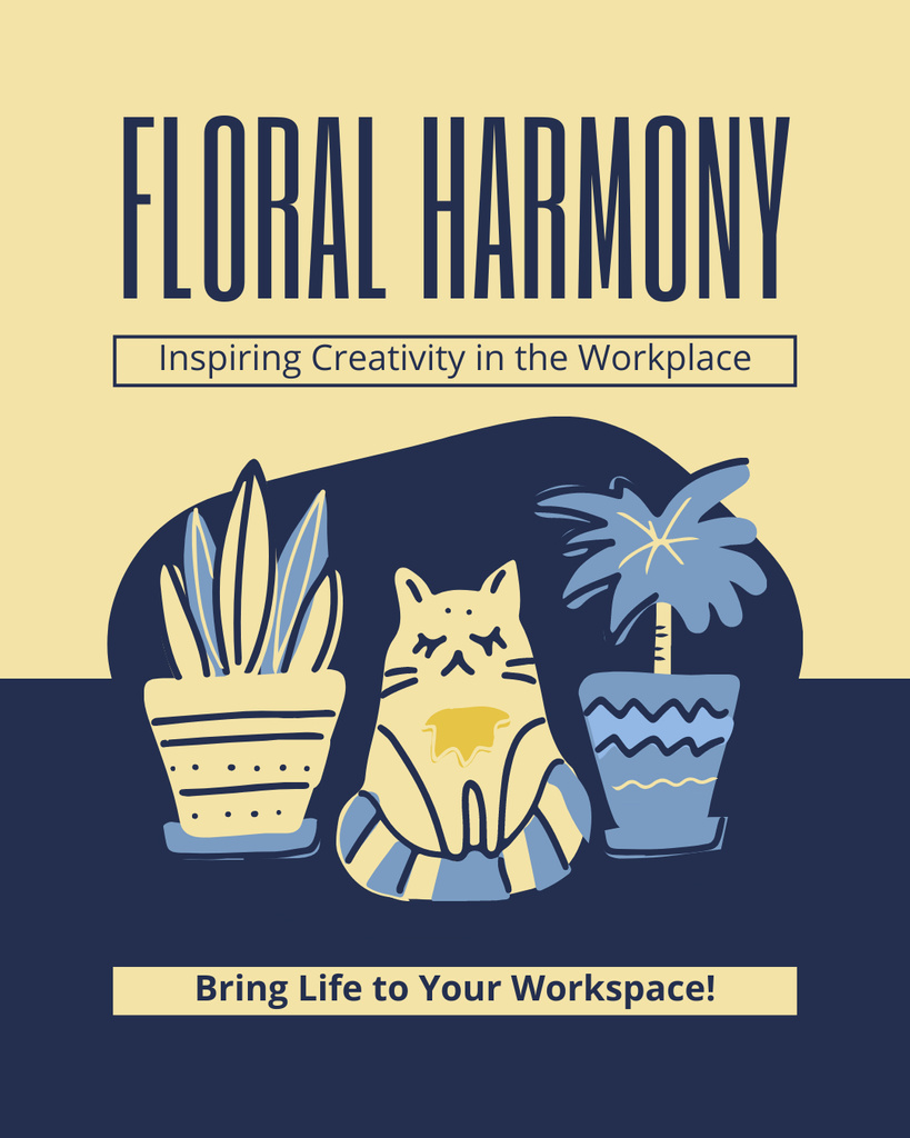 Floral Harmony for Workplace Decoration Instagram Post Vertical Tasarım Şablonu