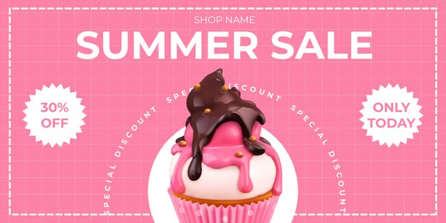 Designvorlage Summer Sale of Cupcakes für Twitter