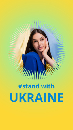 Young Ukrainian Woman with Flag of Ukraine Instagram Story Design Template